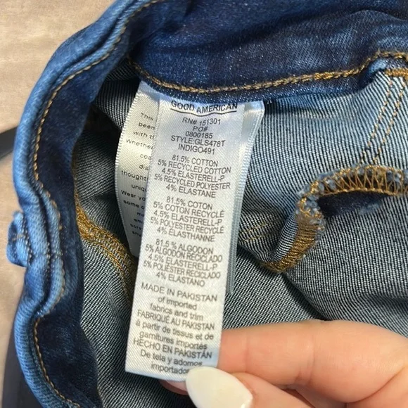 Good American Power Stretch Pull On High Waist Classic Dark Denim Jeans Size 4 - Picture 9 of 11